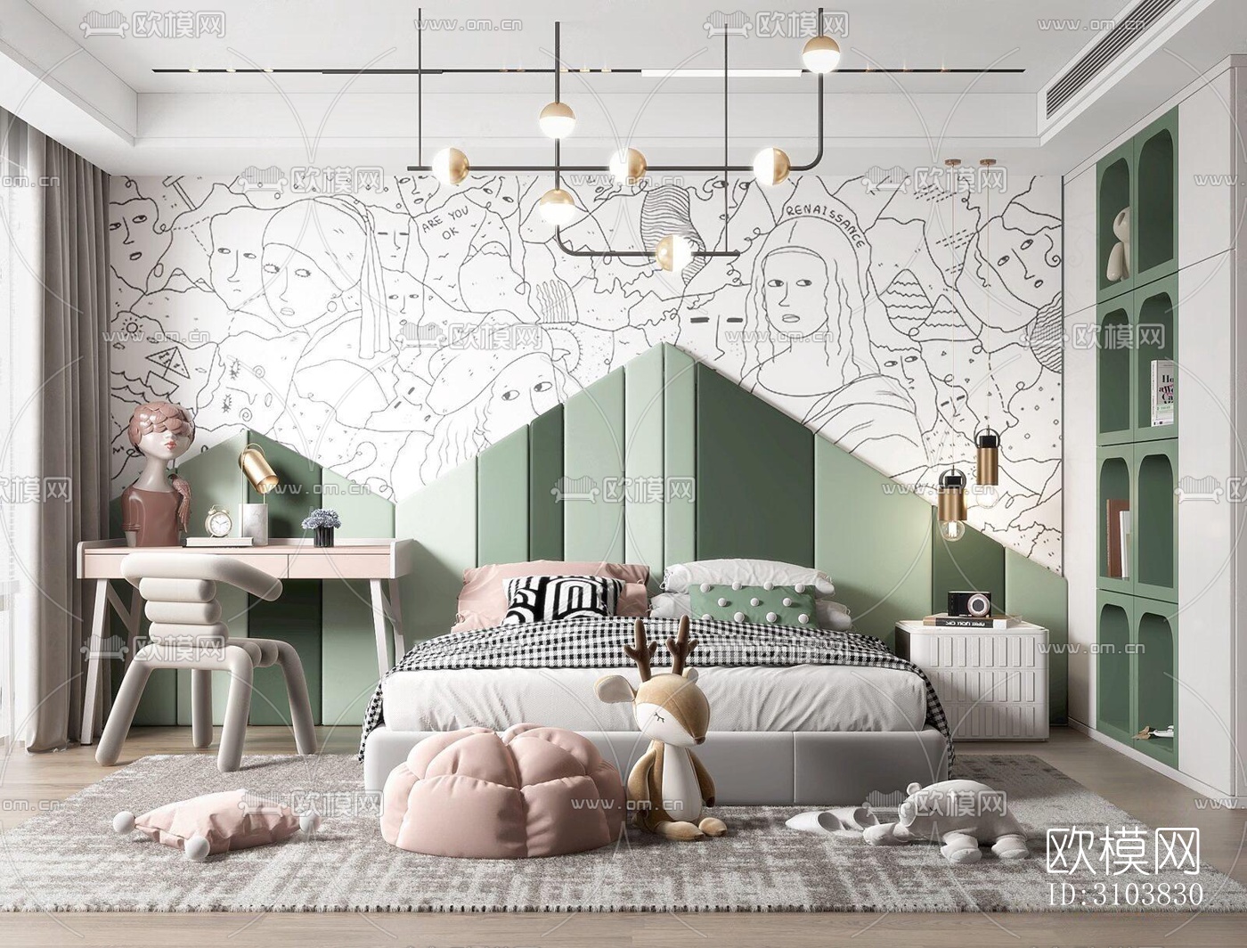 北欧儿童房效果图下载（渲染图5）