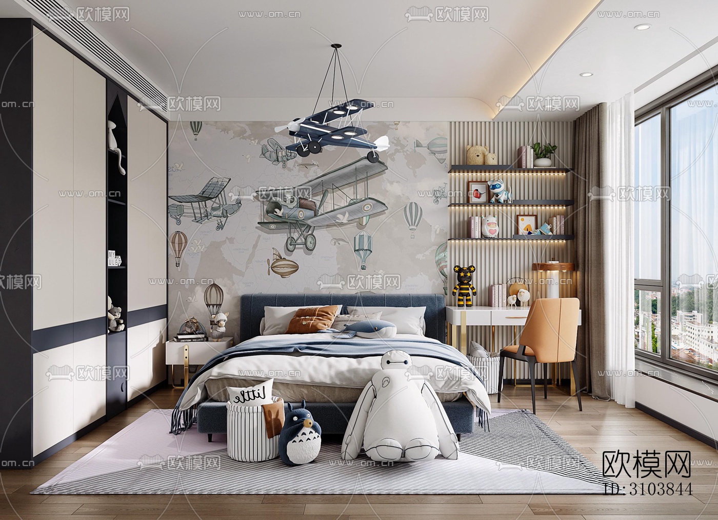 北欧儿童房效果图下载（渲染图2）