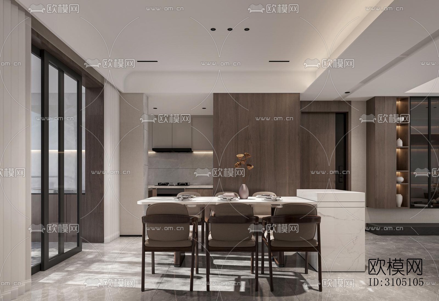 新中式平层效果图下载（渲染图10）