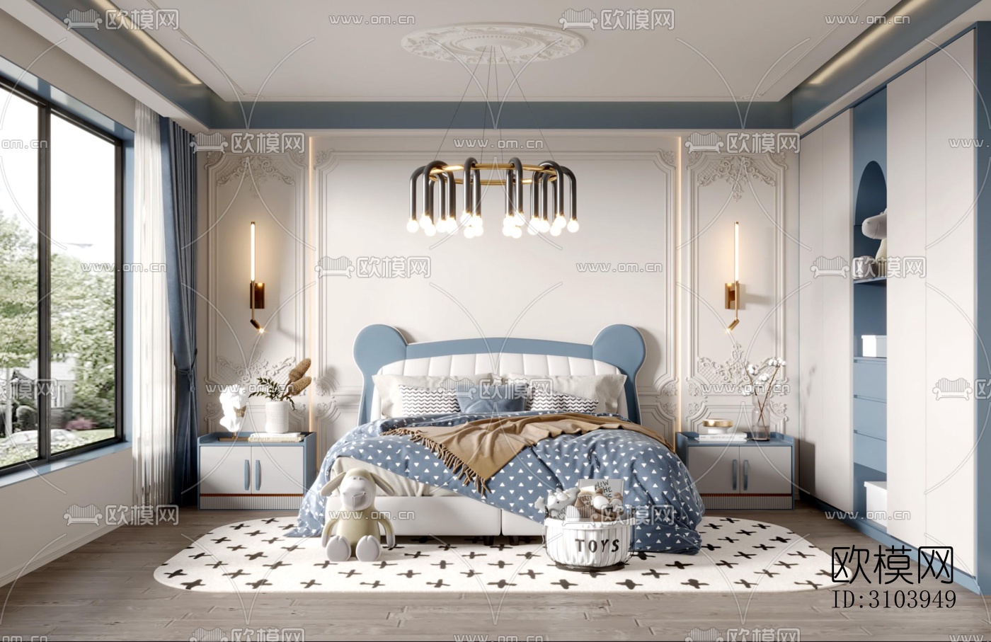 法式儿童房效果图下载（渲染图4）