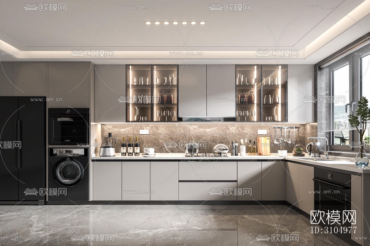 现代厨房效果图下载（渲染图5）