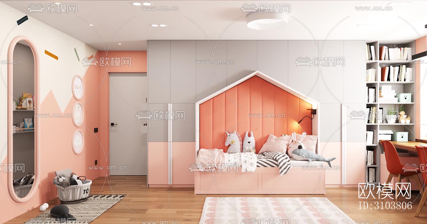北欧儿童房效果图下载（渲染图4）
