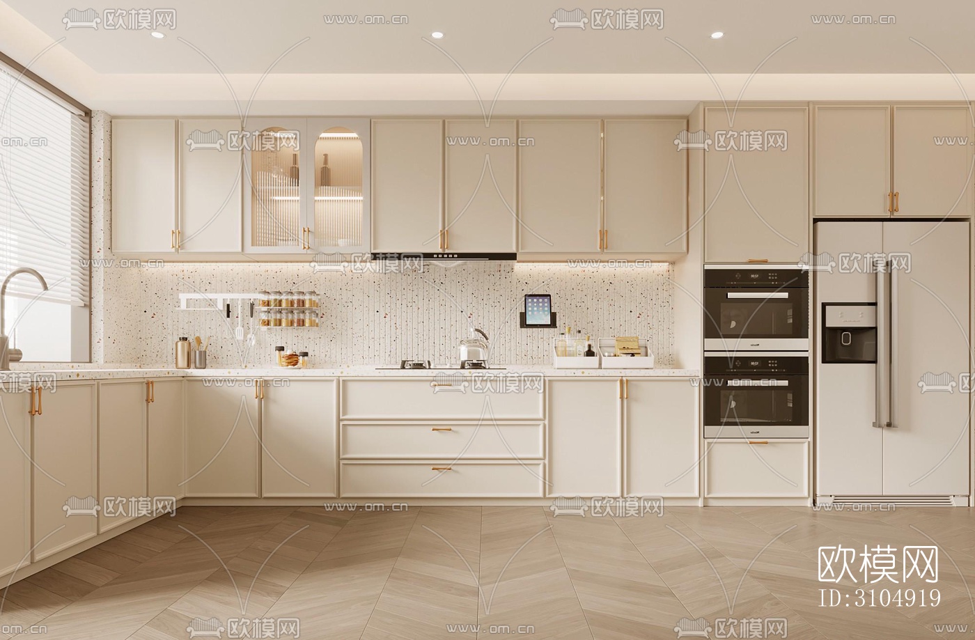 法式厨房效果图下载（渲染图2）