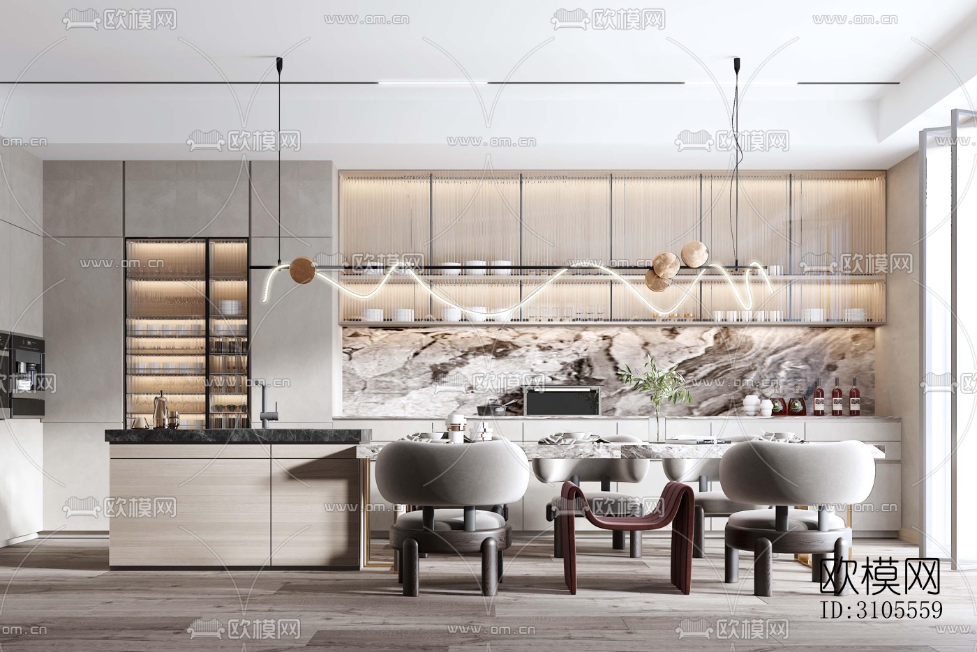 现代餐厅效果图下载（渲染图2）