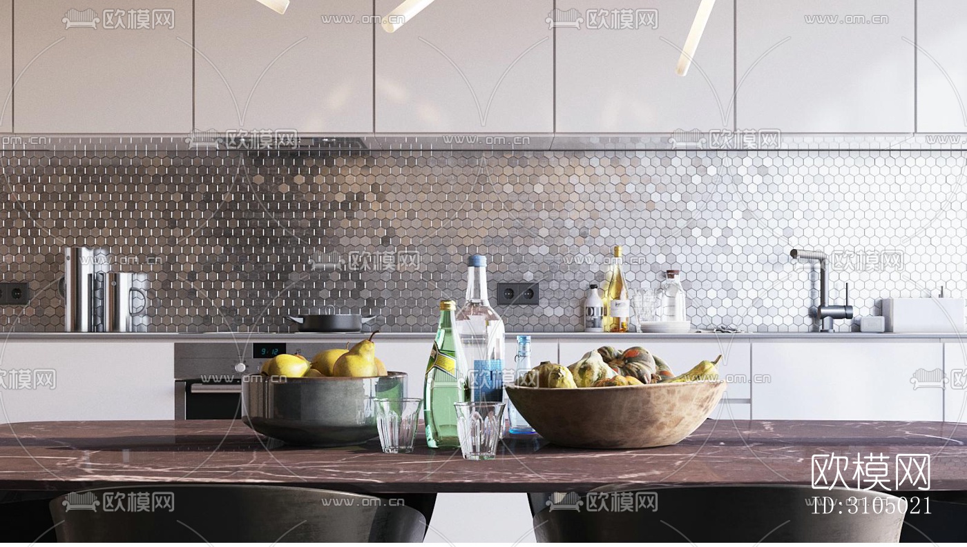 现代厨房效果图下载（渲染图5）