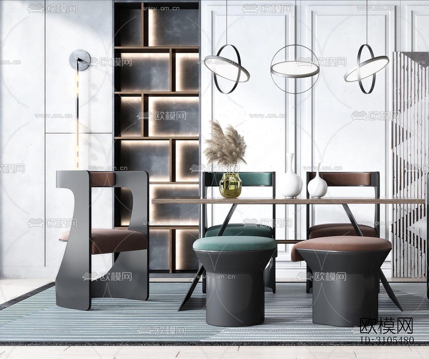 现代餐厅效果图下载（渲染图3）