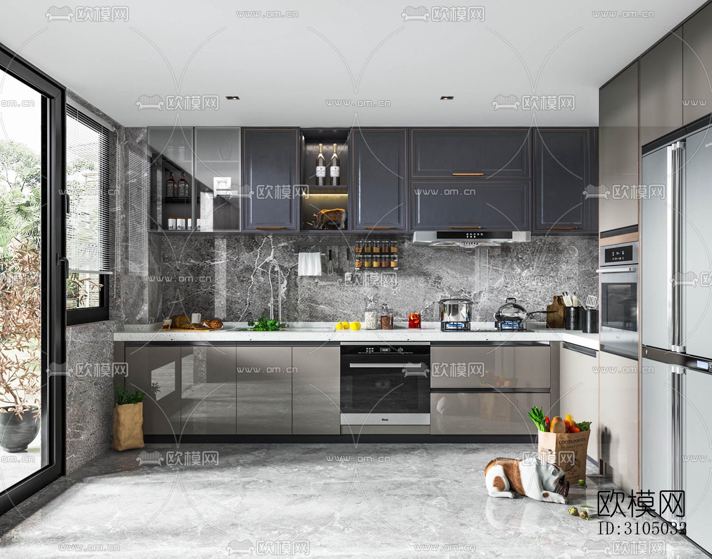 现代厨房效果图下载（渲染图3）