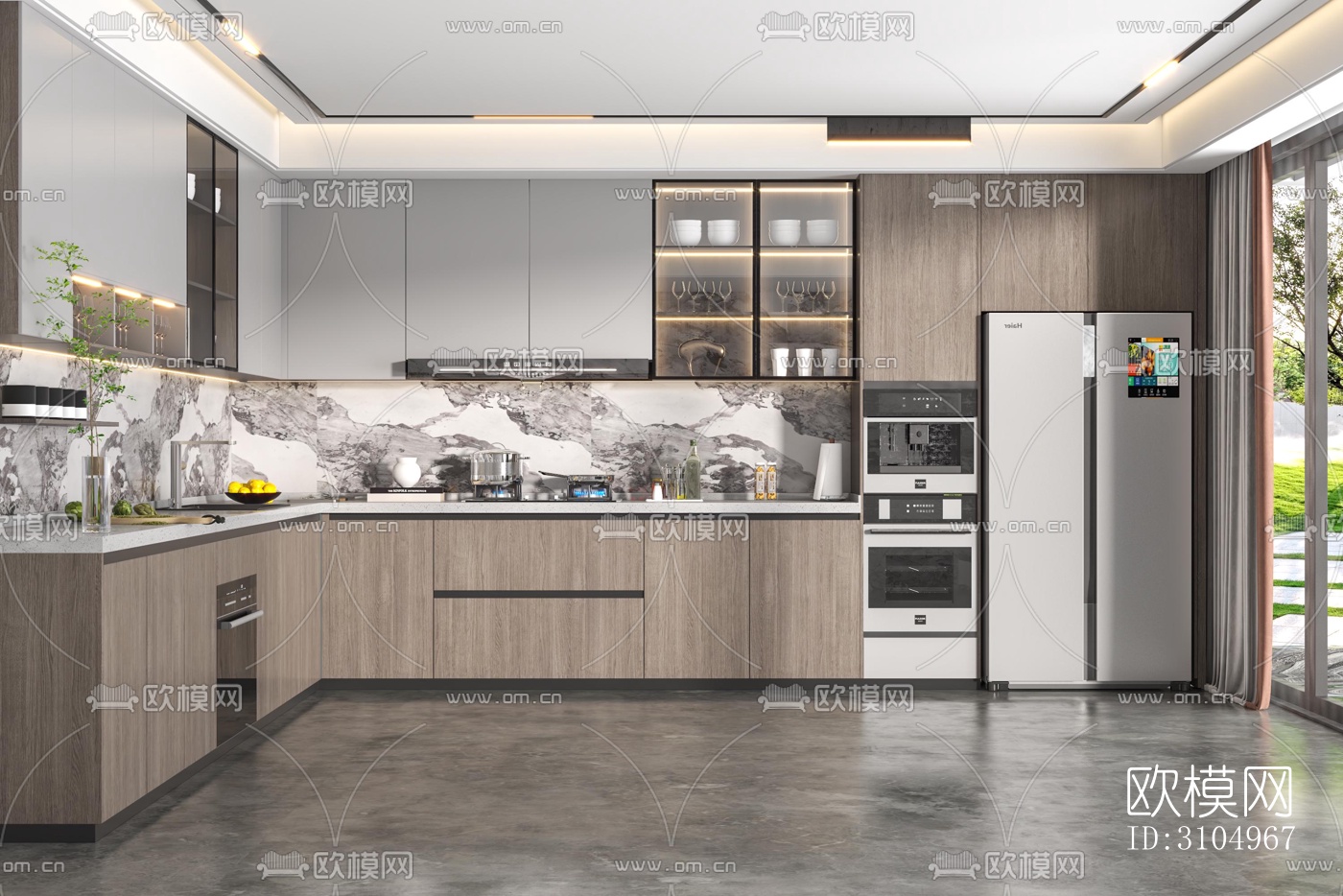 现代厨房效果图下载（渲染图4）