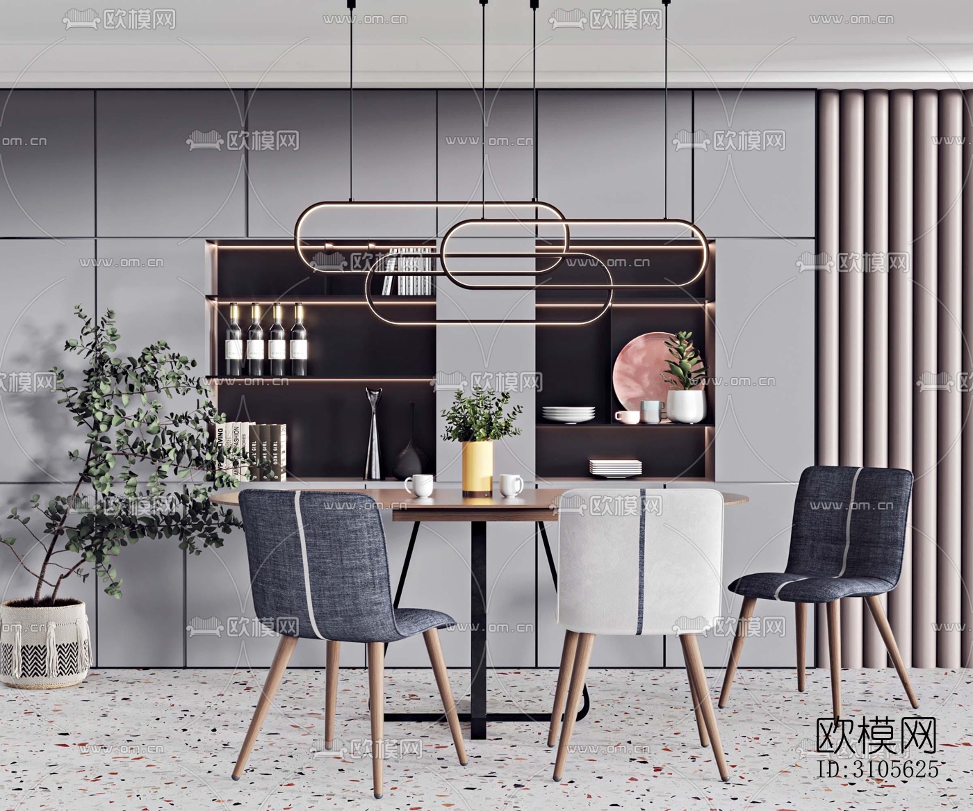 现代餐厅效果图下载（渲染图5）