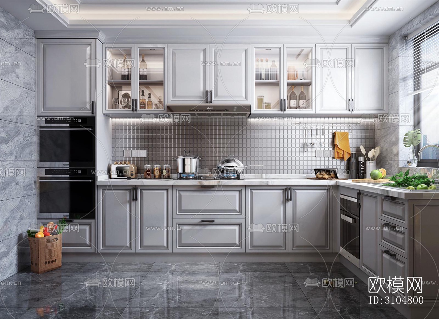 北欧厨房效果图下载（渲染图2）