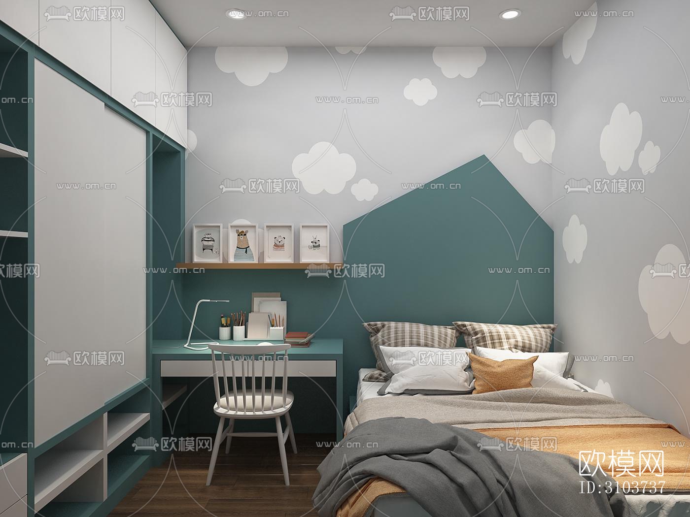 北欧儿童房效果图下载（渲染图5）