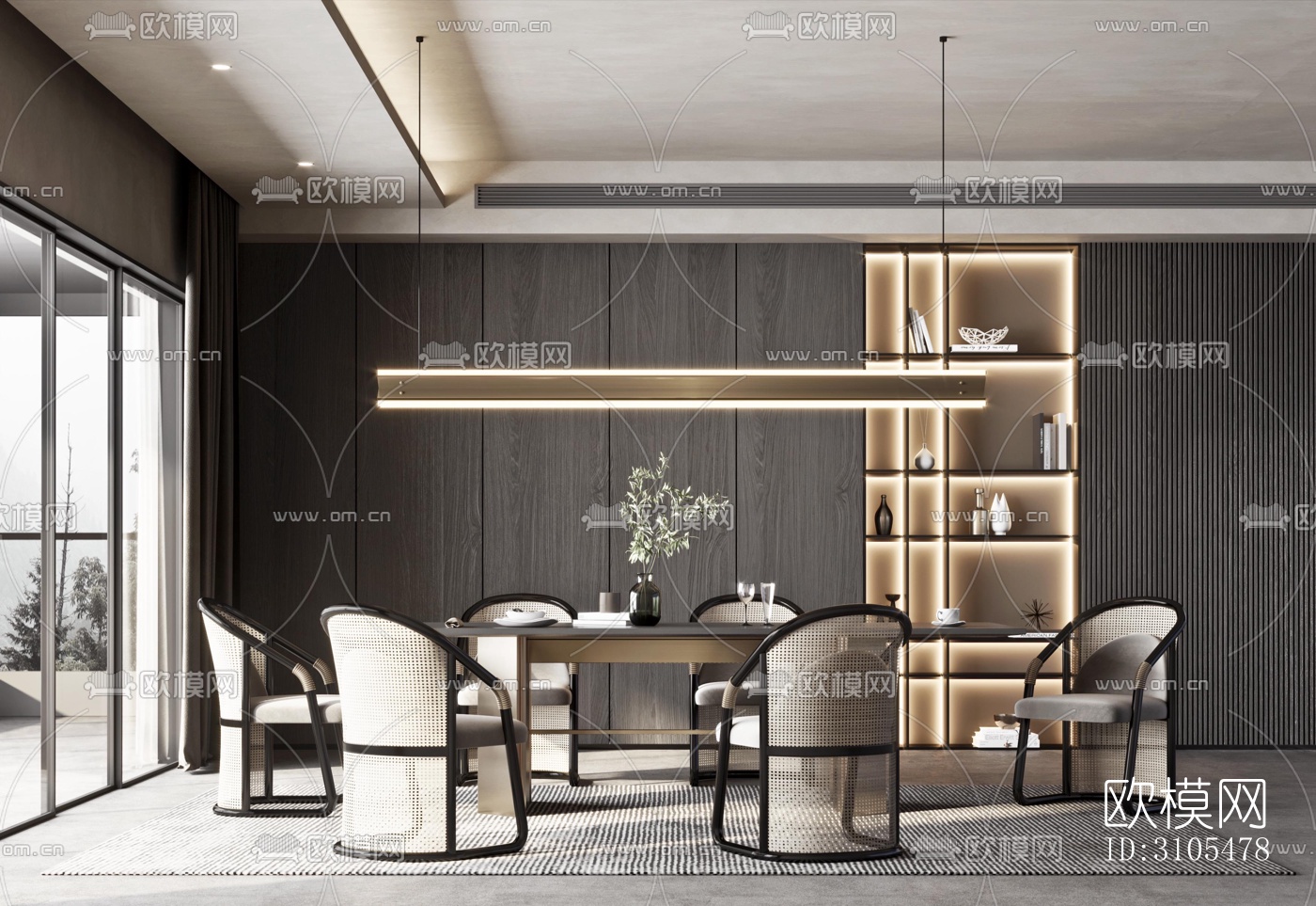 现代餐厅效果图下载（渲染图4）