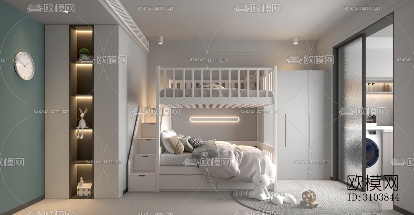 北欧儿童房效果图下载（渲染图5）