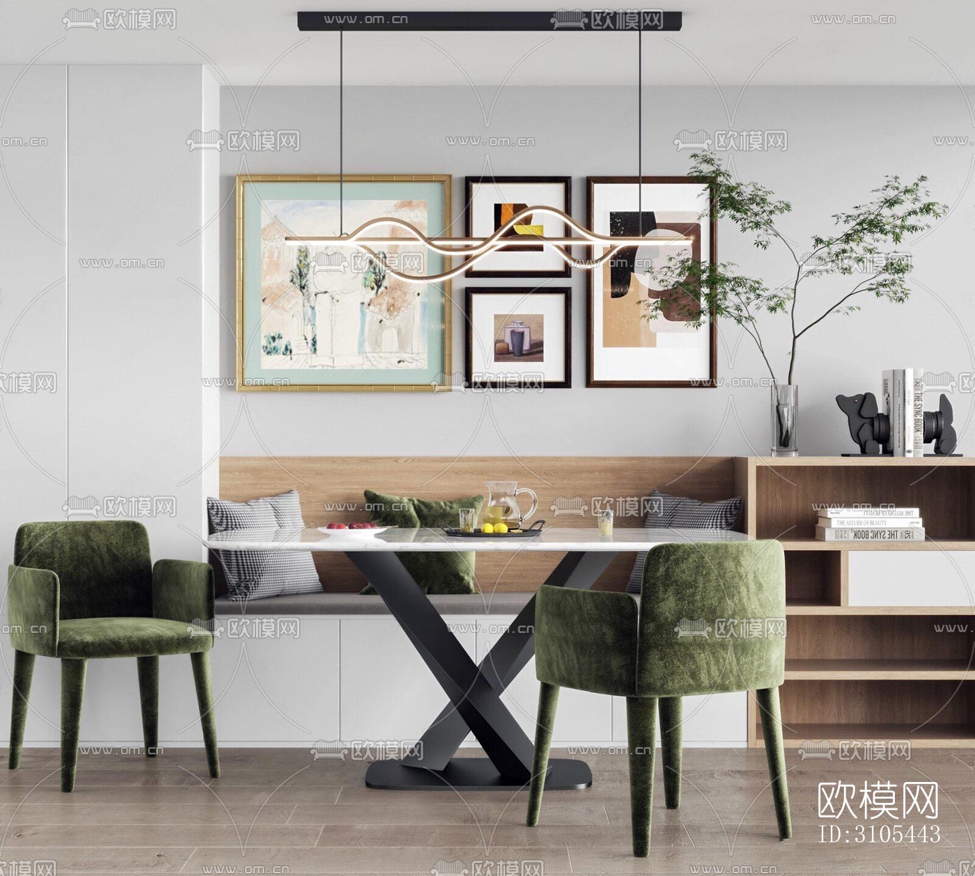 现代餐厅效果图下载（渲染图1）