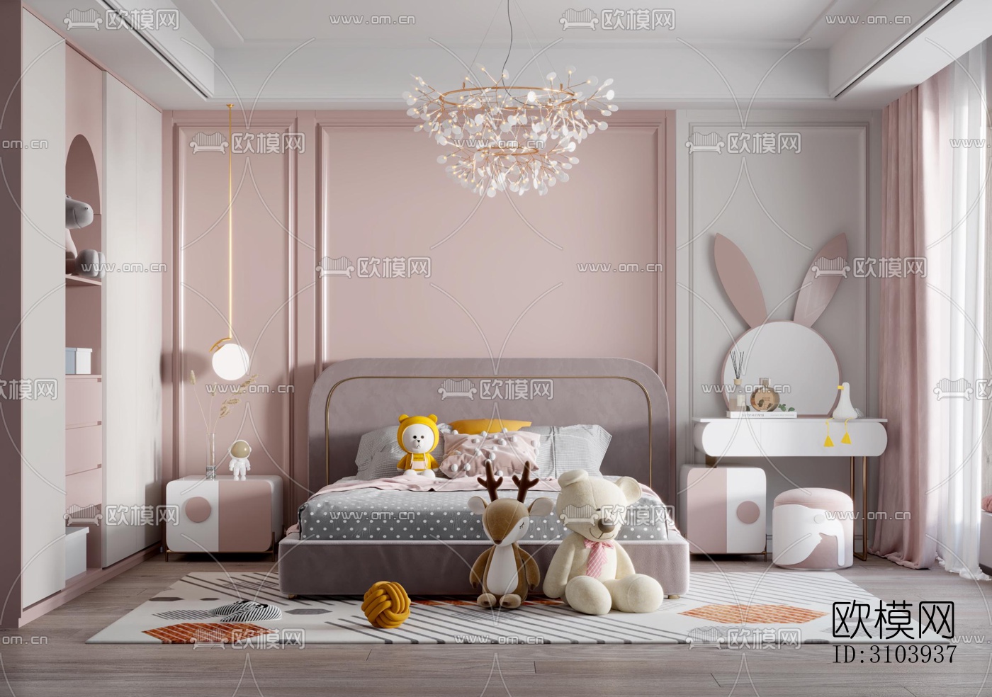 欧式儿童房效果图下载（渲染图4）