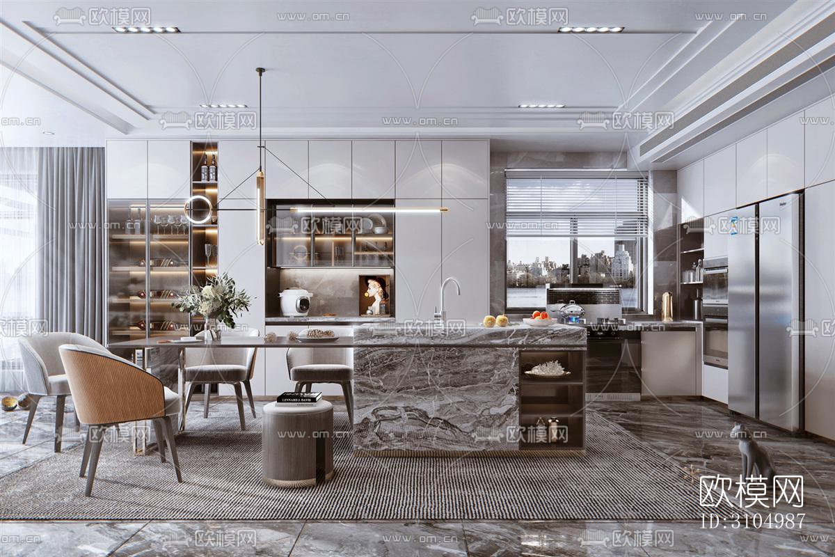 现代厨房效果图下载（渲染图4）