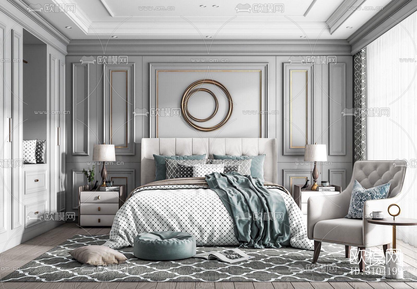欧式卧室效果图下载（渲染图2）