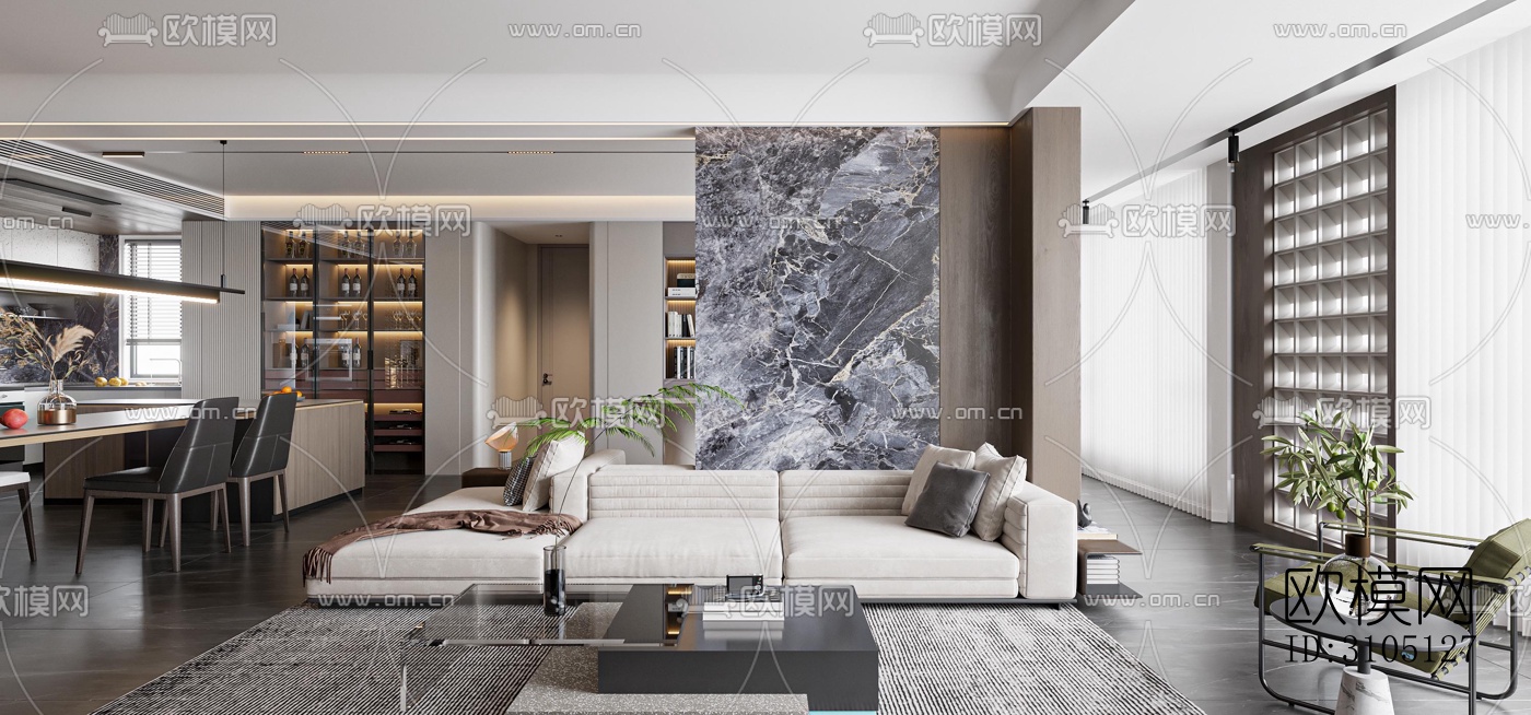 现代平层效果图下载（渲染图10）