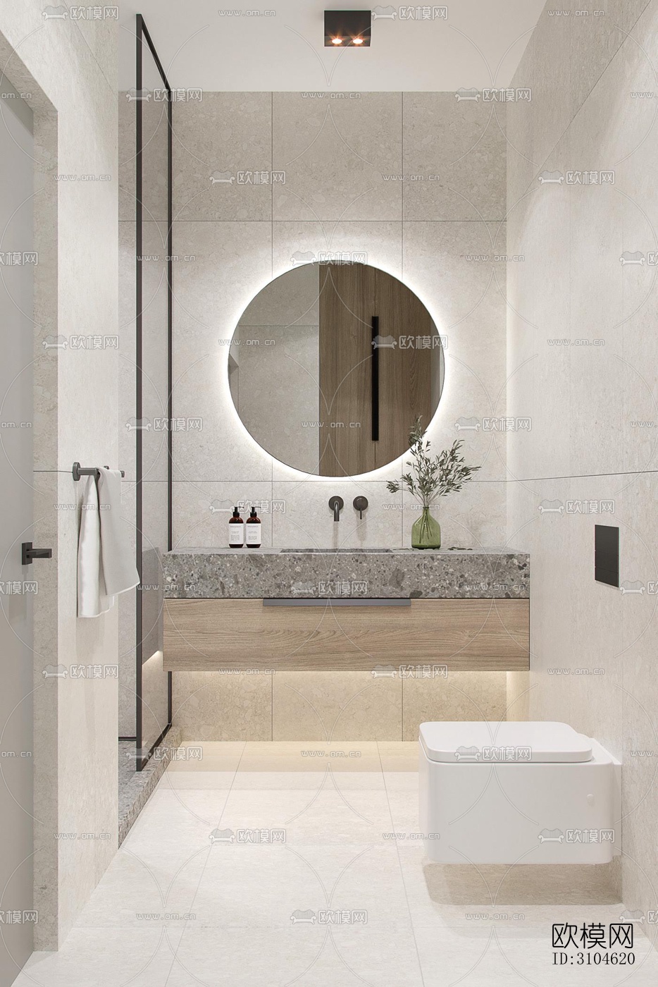 现代卫生间效果图下载（渲染图1）