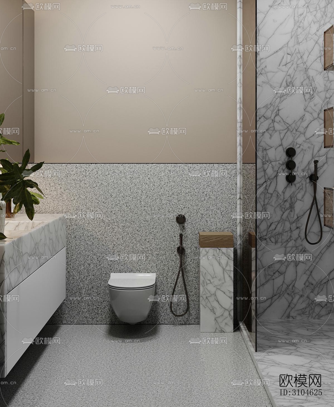 现代卫生间效果图下载（渲染图1）