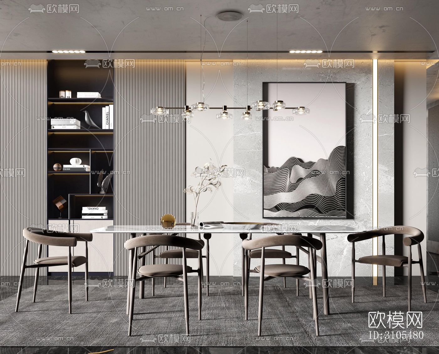 现代餐厅效果图下载（渲染图4）