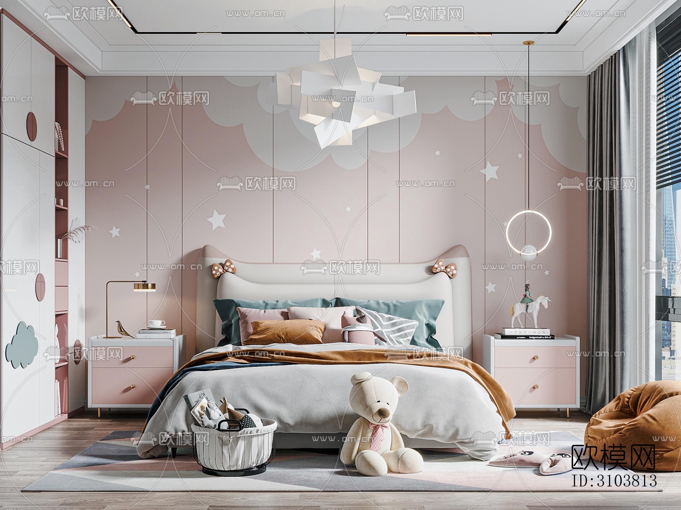 北欧儿童房效果图下载（渲染图4）