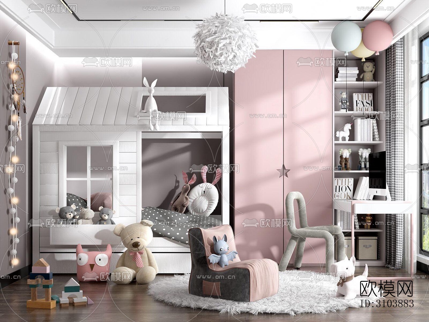 北欧儿童房效果图下载（渲染图4）