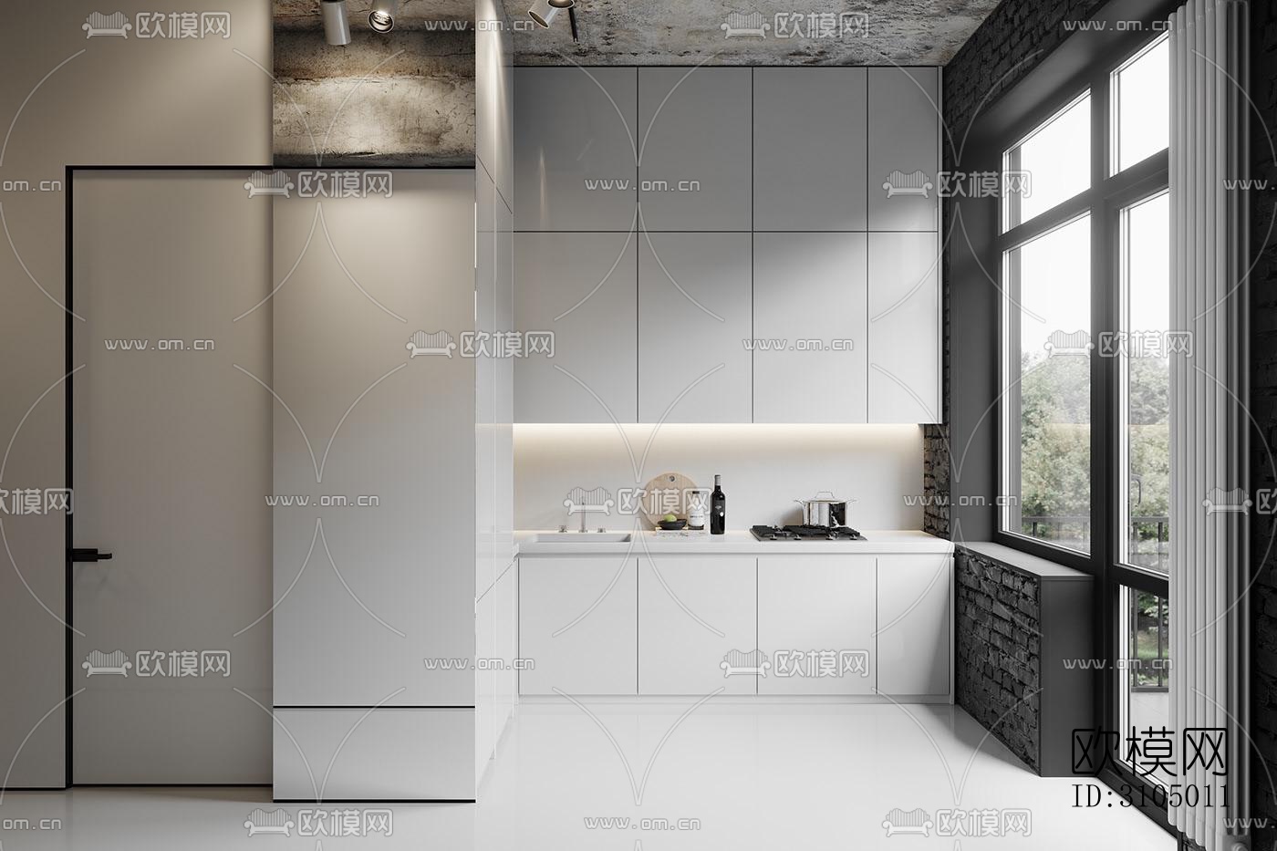现代厨房效果图下载（渲染图5）