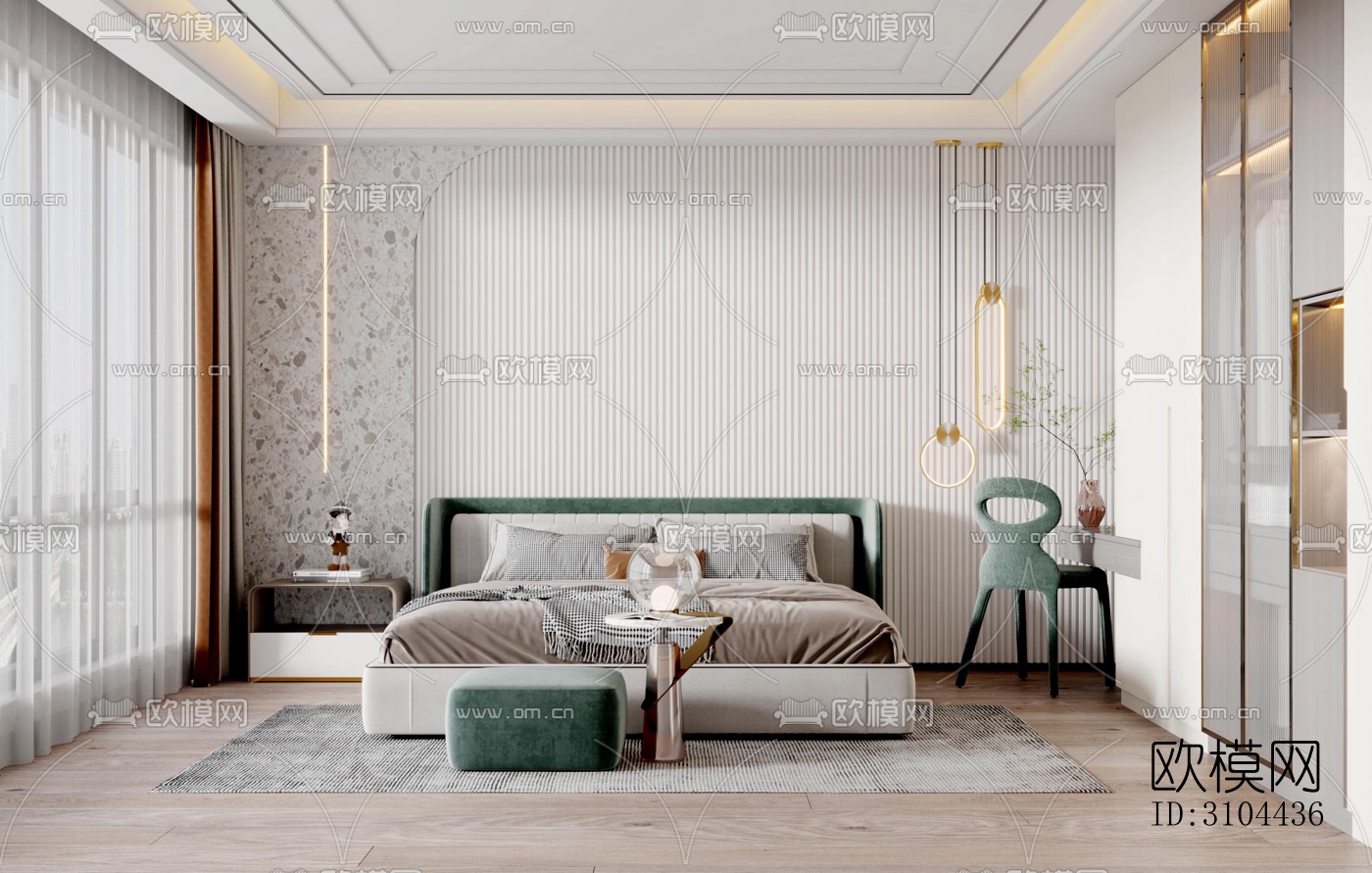 现代卧室效果图下载（渲染图3）