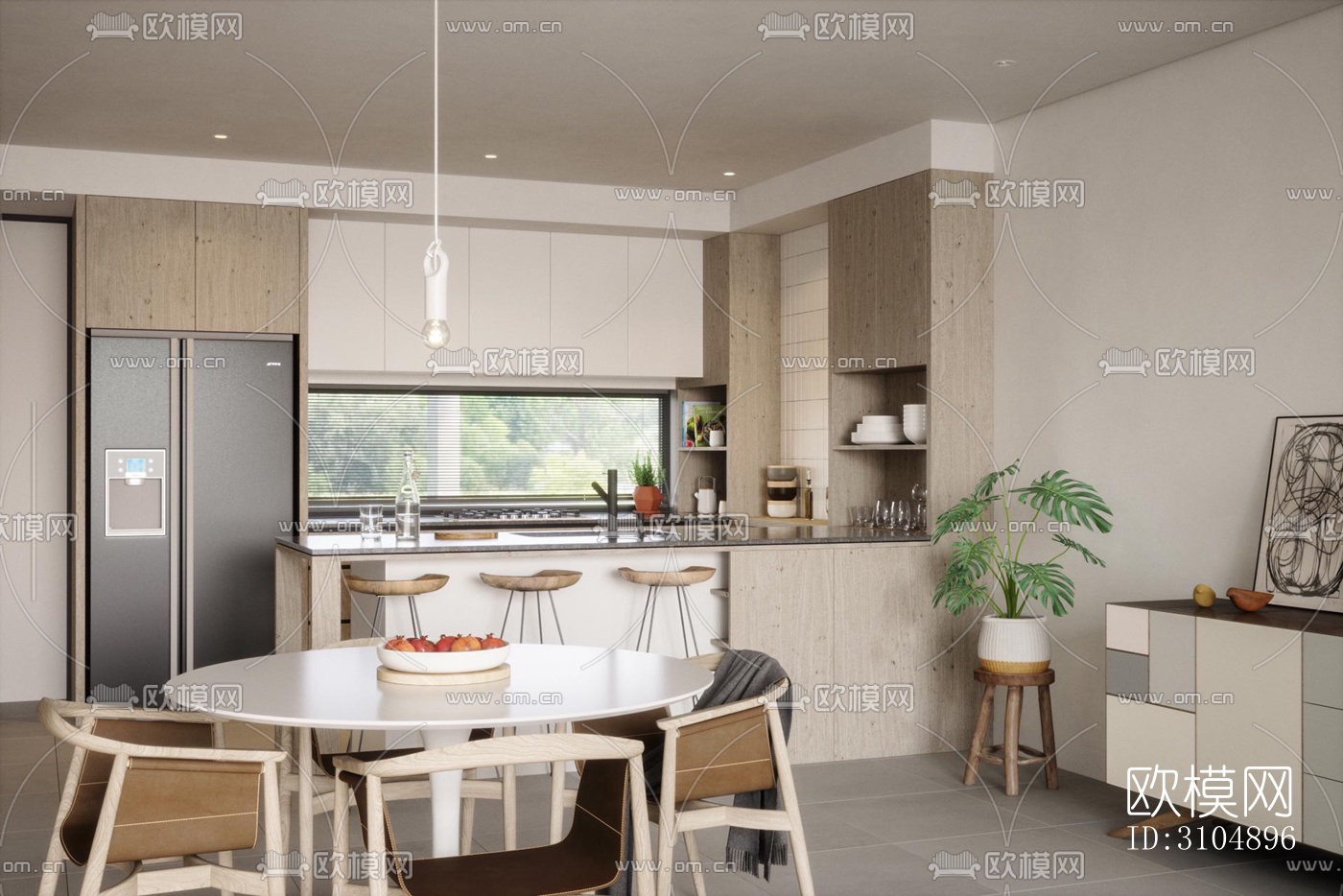 日式厨房效果图下载（渲染图5）