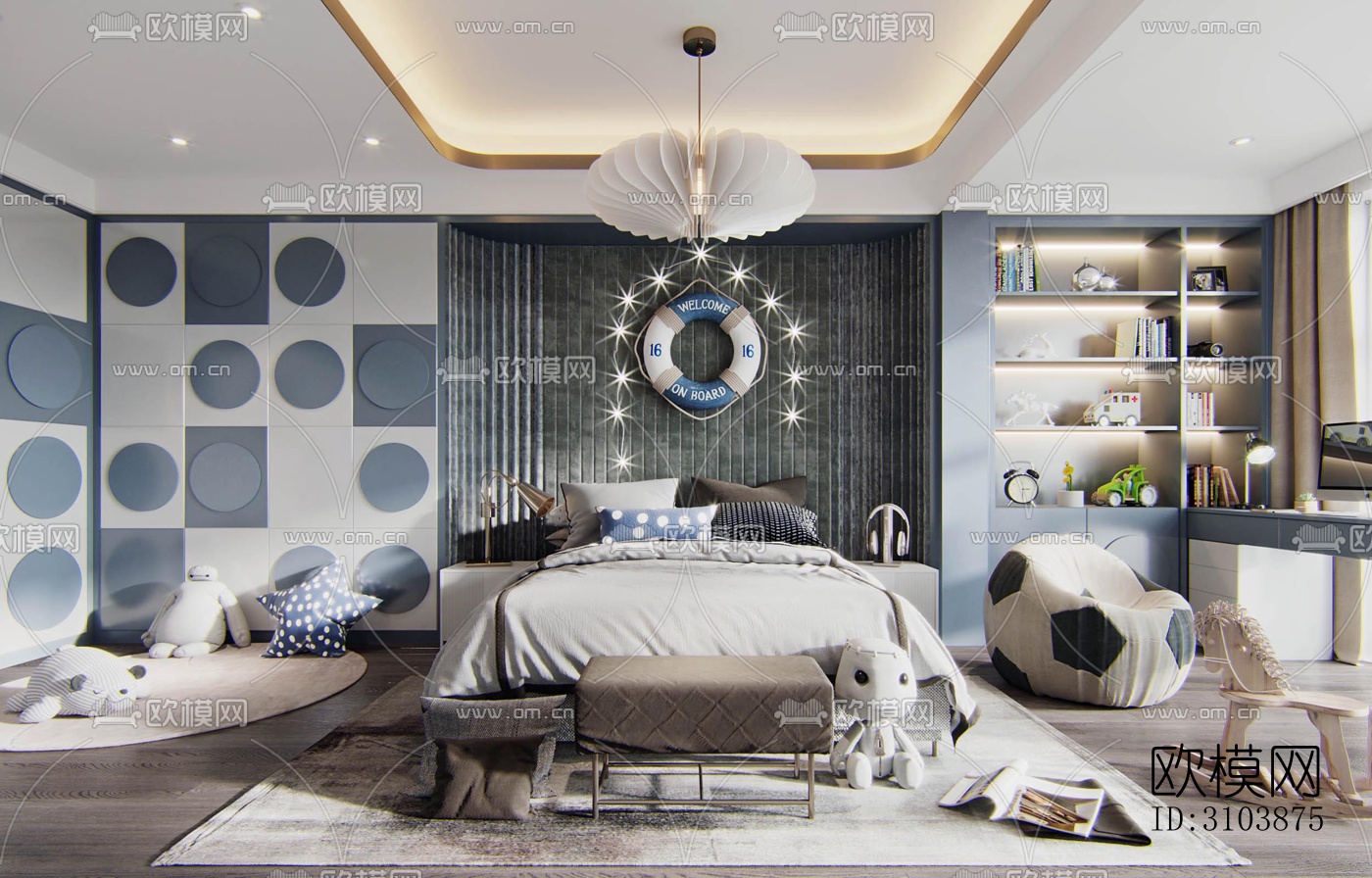 北欧儿童房效果图下载（渲染图3）