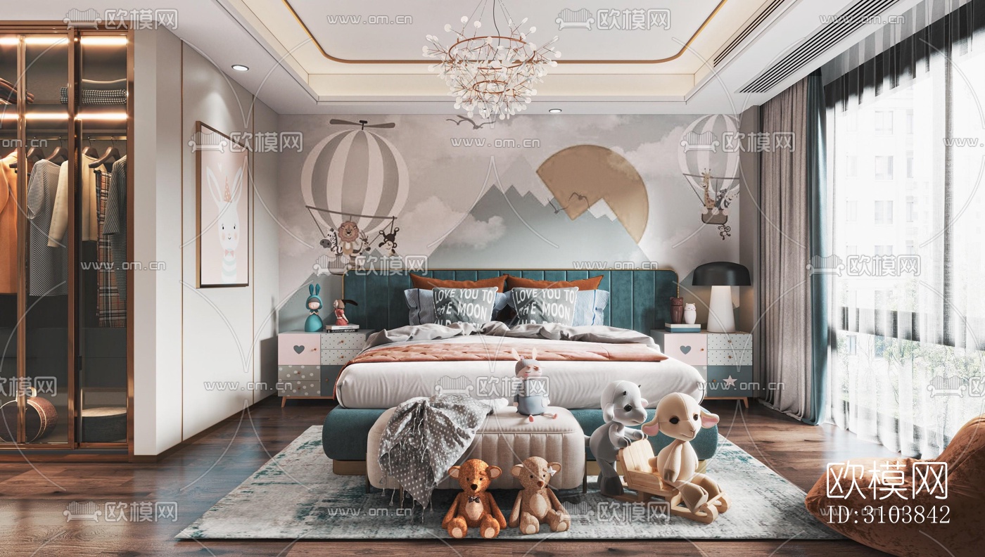 北欧儿童房效果图下载（渲染图2）