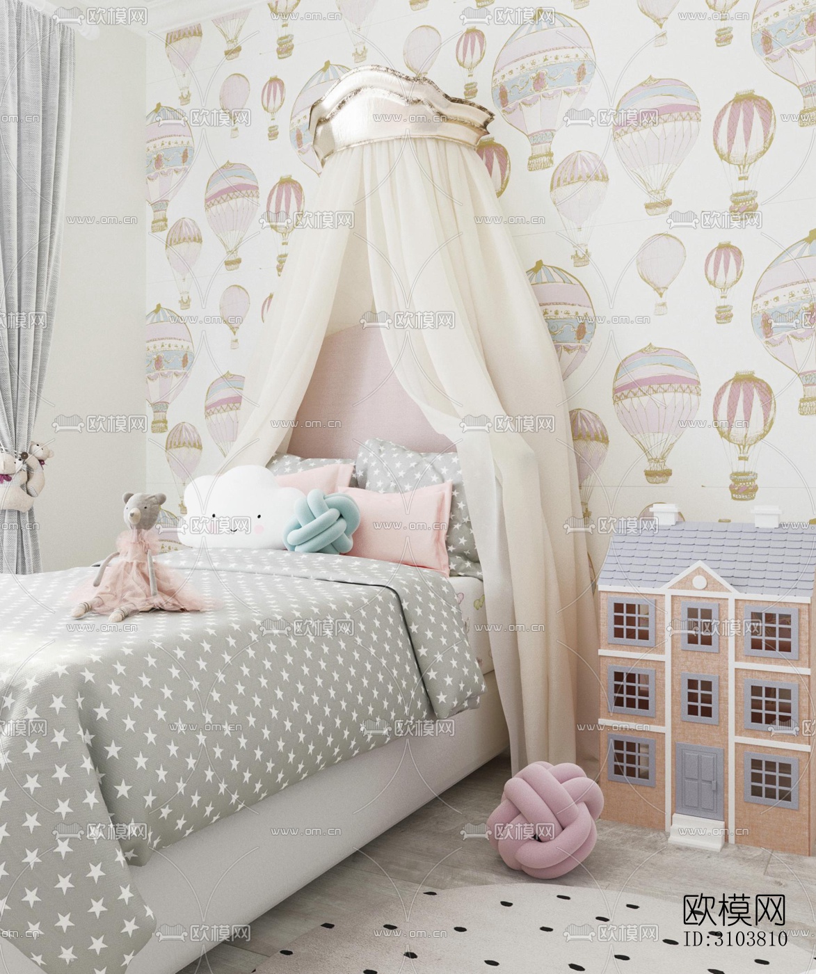 北欧儿童房效果图下载（渲染图3）