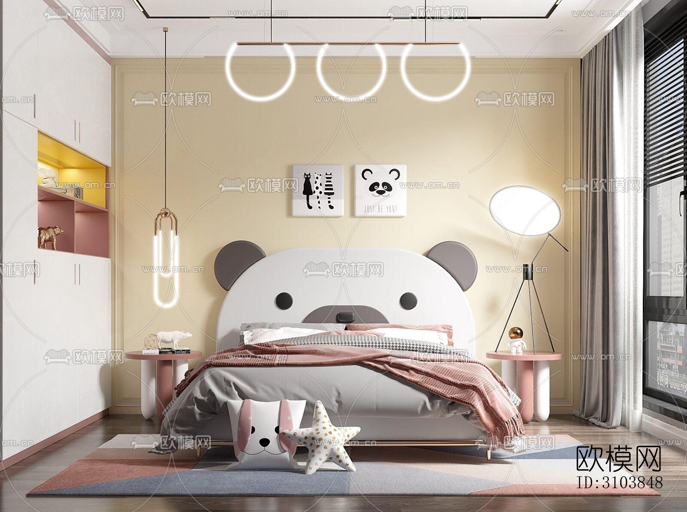 北欧儿童房效果图下载（渲染图1）