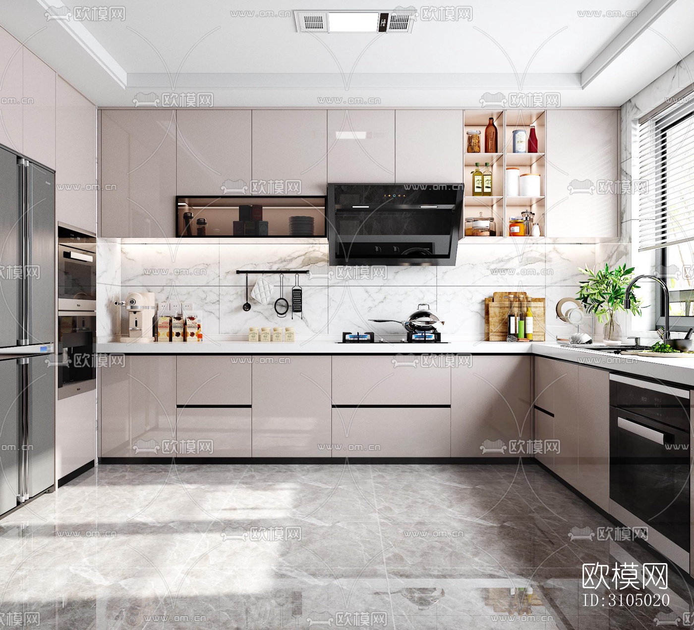 现代厨房效果图下载（渲染图5）
