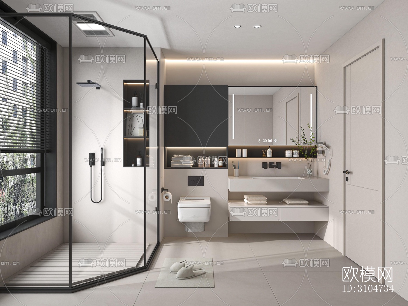 现代卫生间效果图下载（渲染图5）