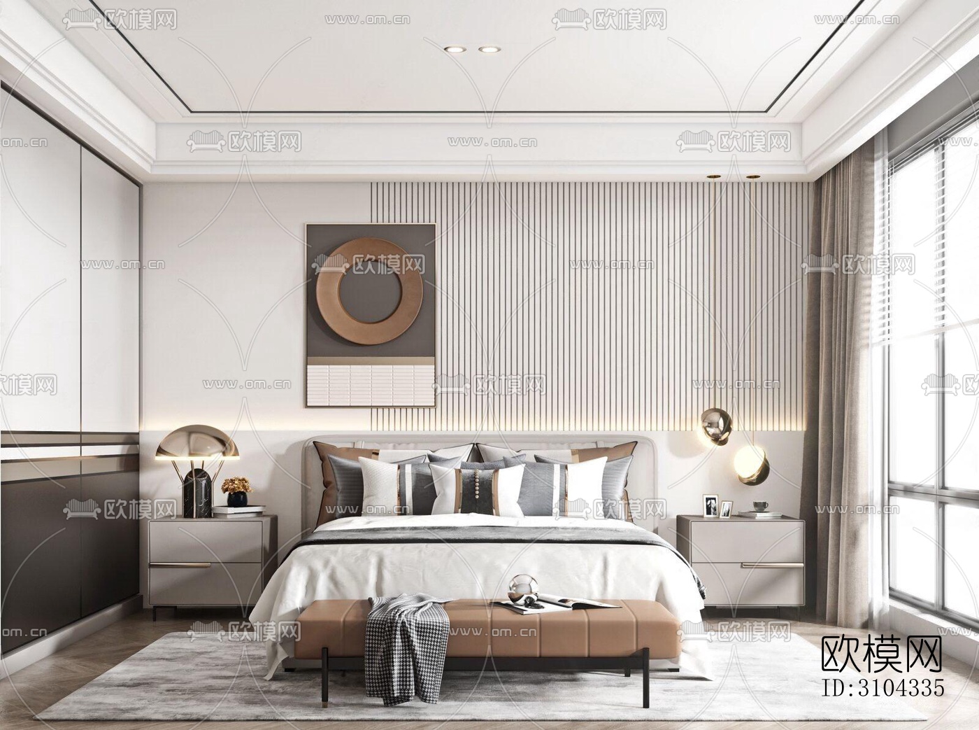 现代卧室效果图下载（渲染图4）