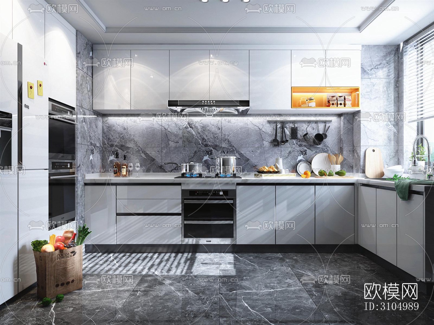 现代厨房效果图下载（渲染图3）