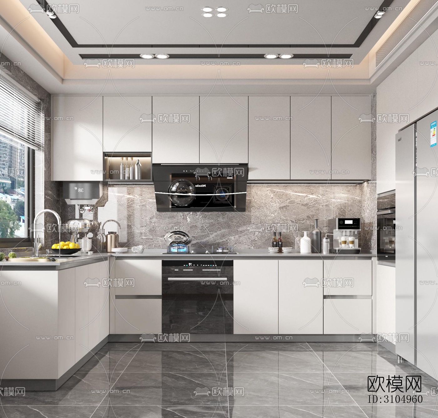 现代厨房效果图下载（渲染图5）