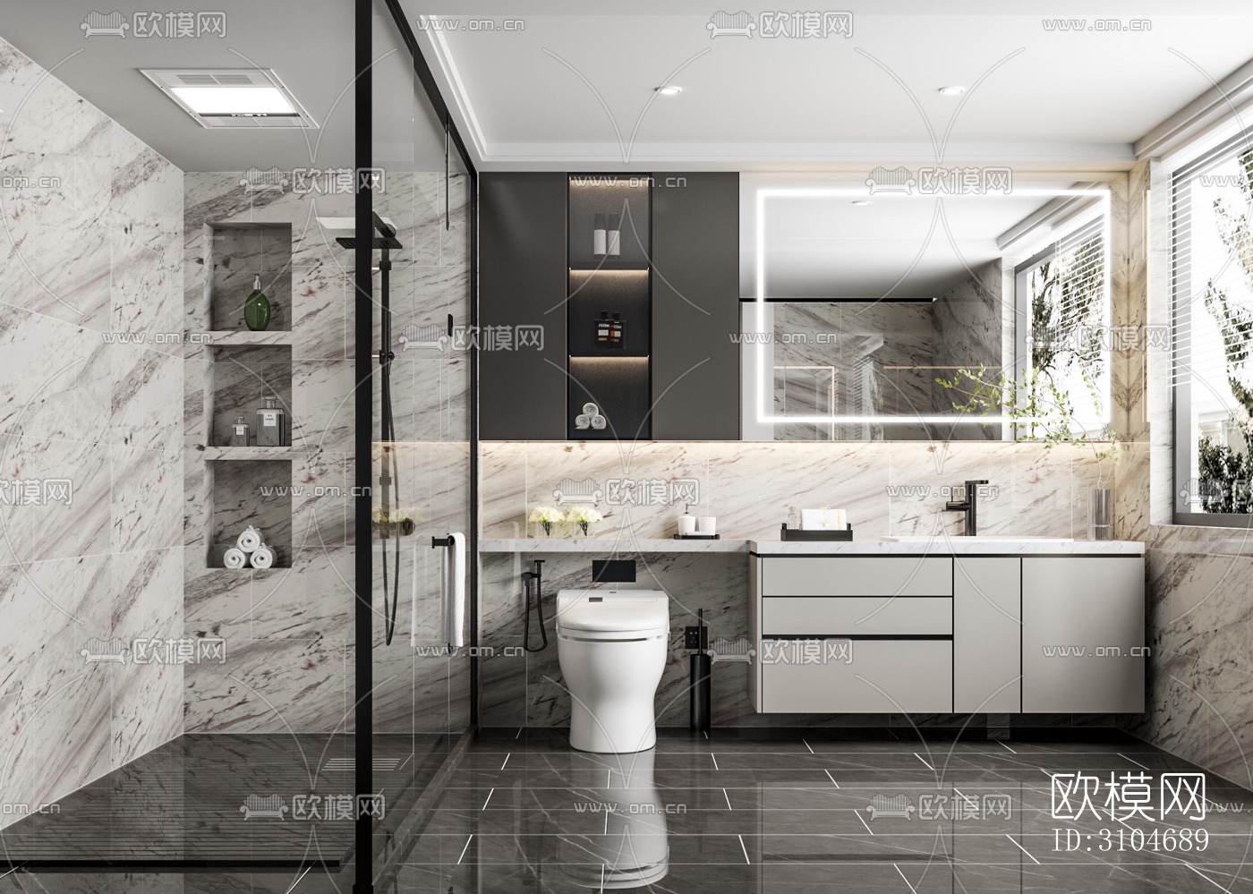 现代卫生间效果图下载（渲染图2）