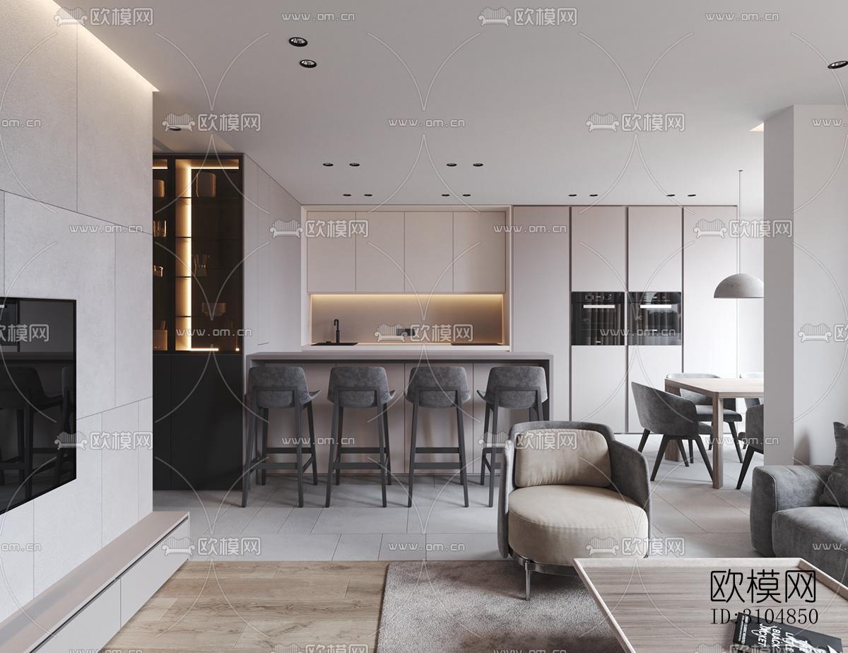 北欧厨房效果图下载（渲染图2）