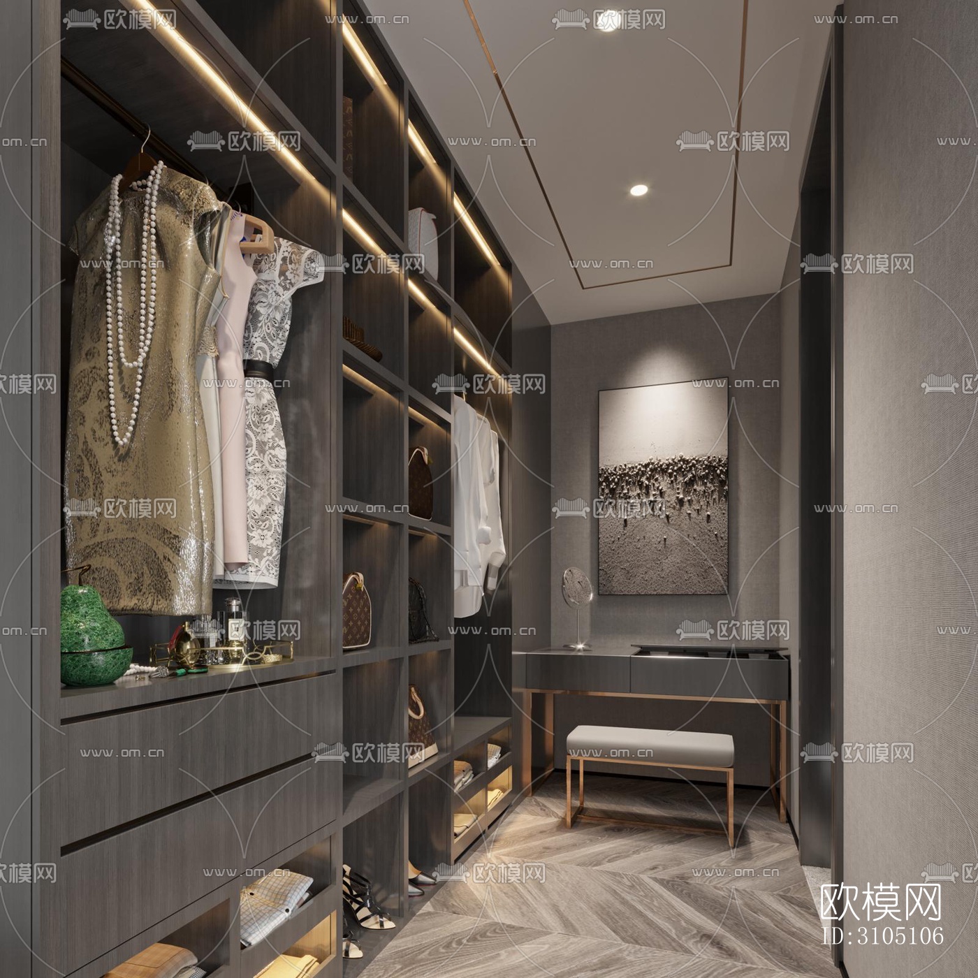 新中式平层效果图下载（渲染图4）