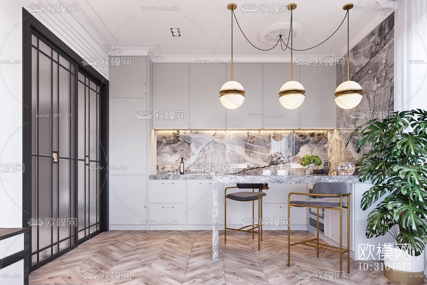 后现代厨房效果图下载（渲染图5）