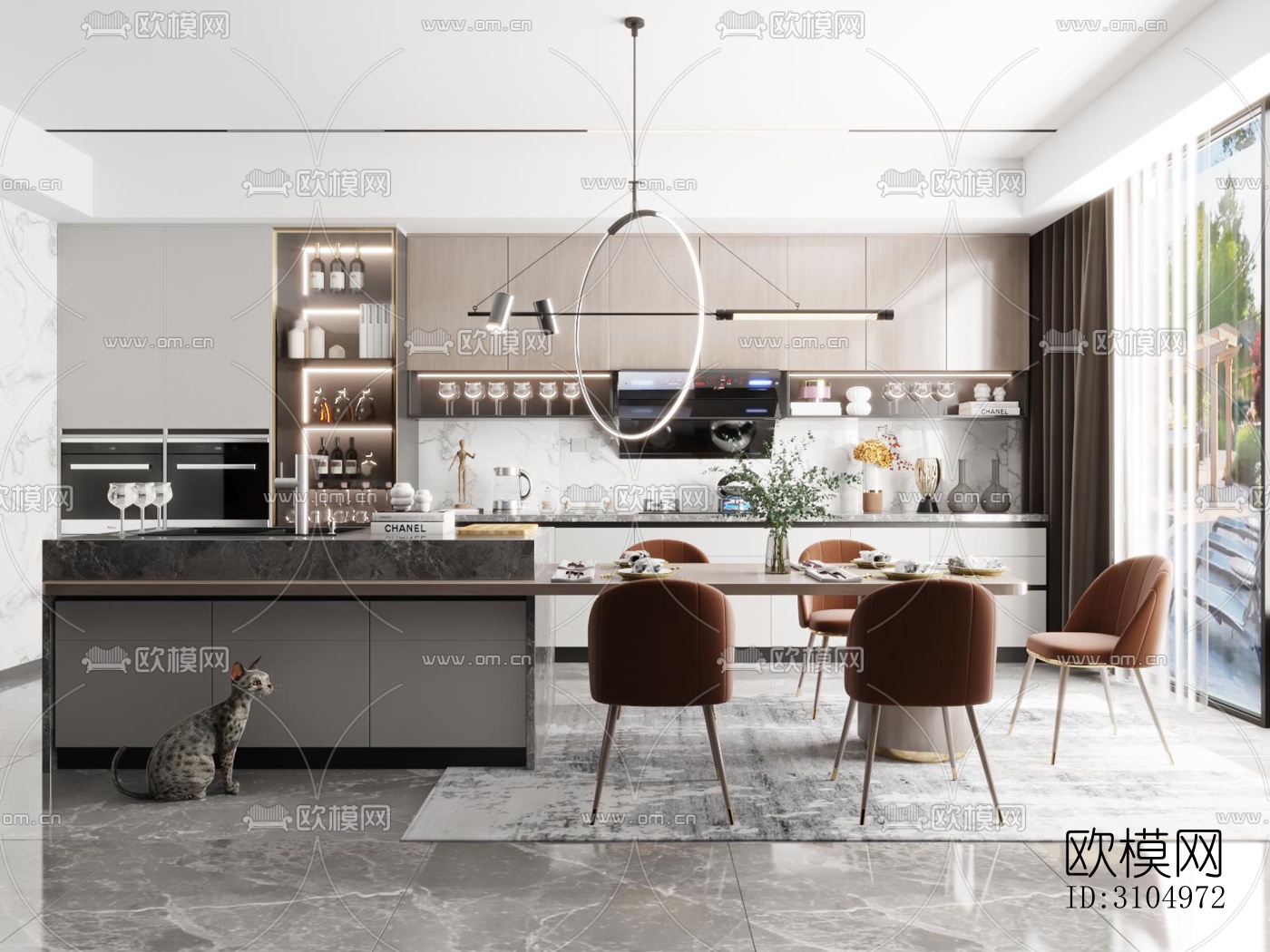 现代厨房效果图下载（渲染图4）