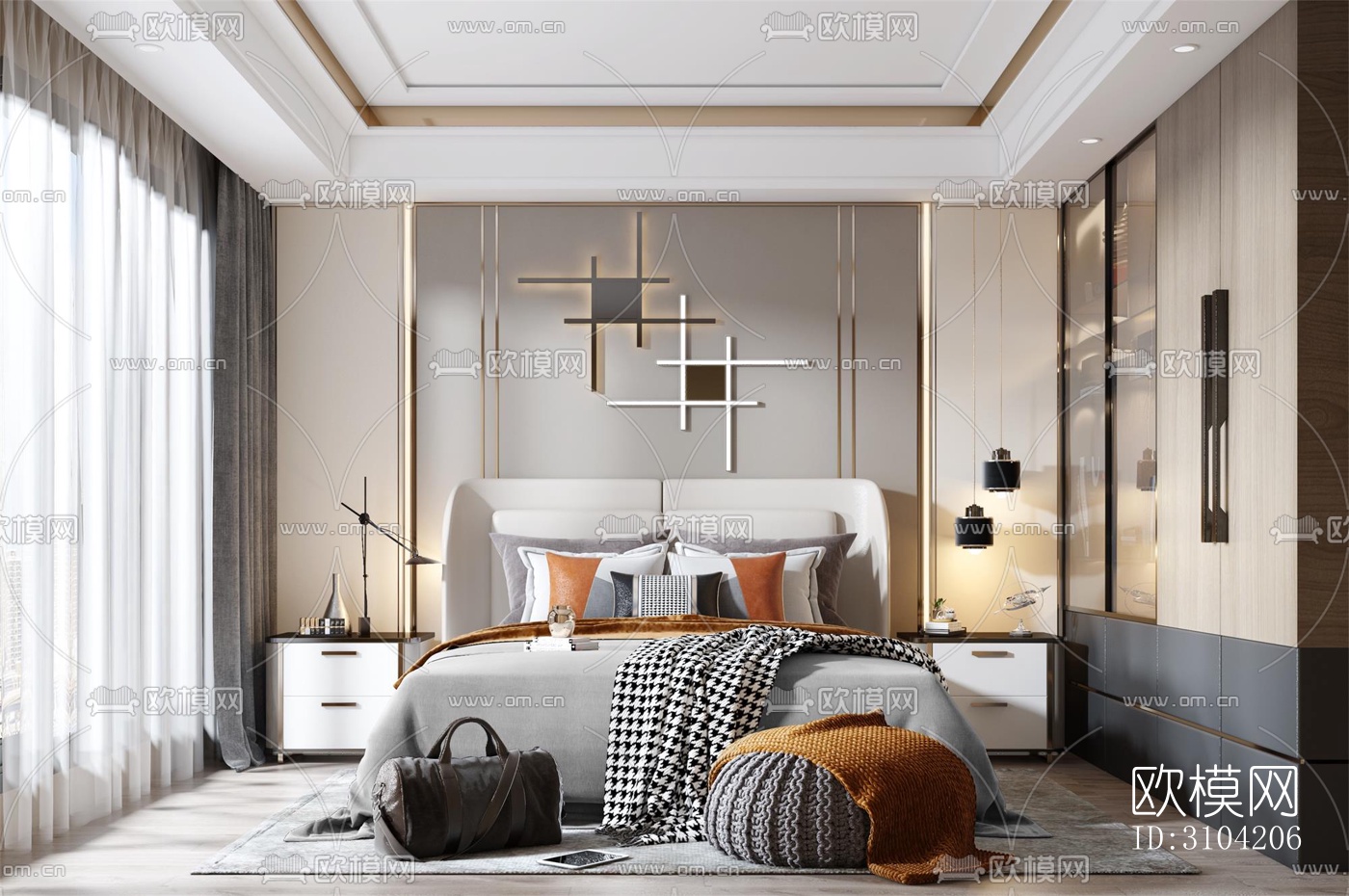 欧式卧室效果图下载（渲染图2）