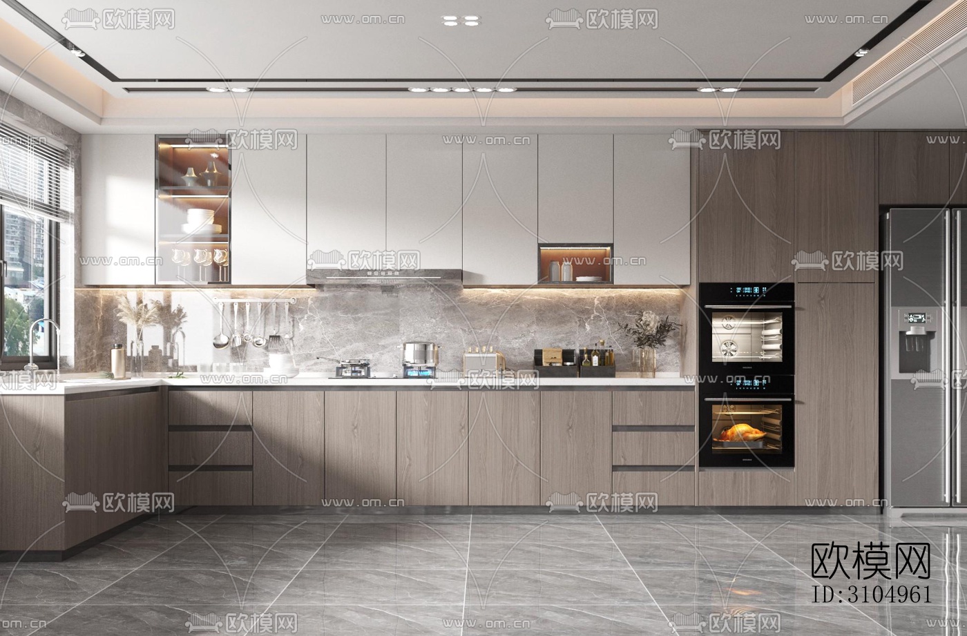 现代厨房效果图下载（渲染图4）
