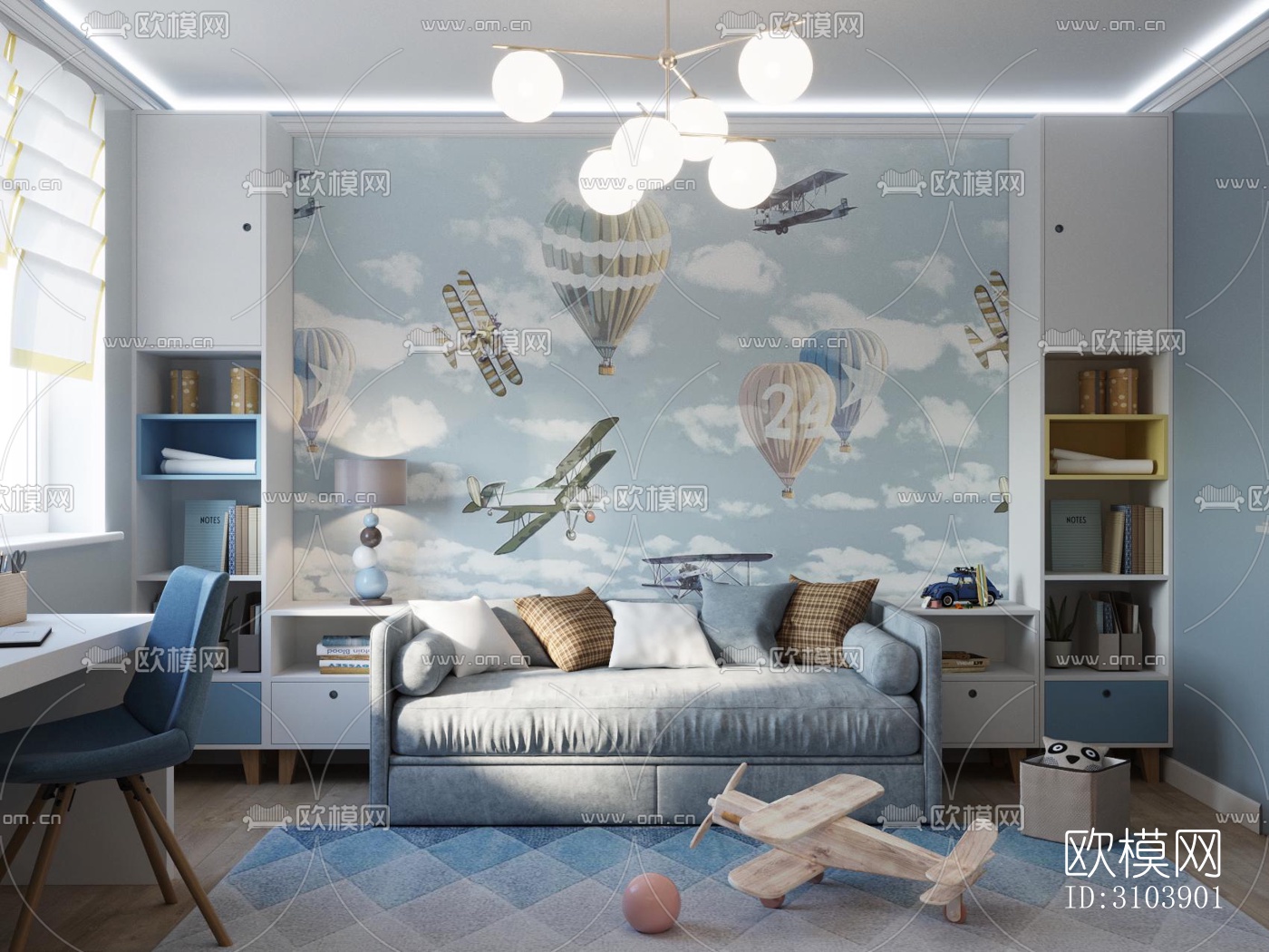 北欧儿童房效果图下载（渲染图3）