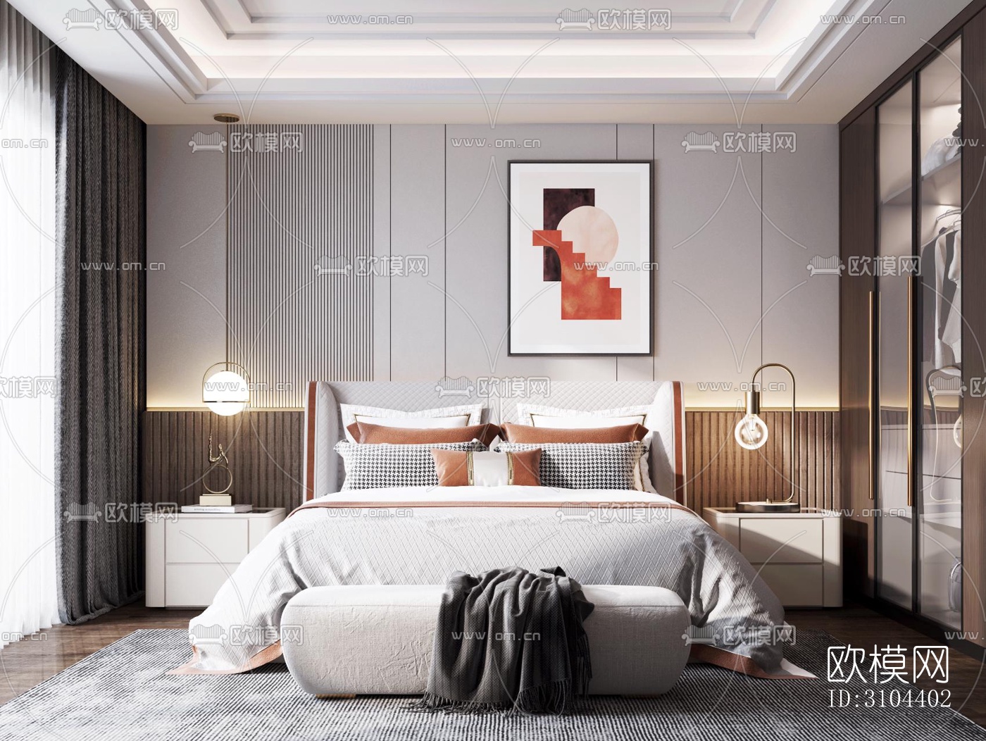 现代卧室效果图下载（渲染图5）