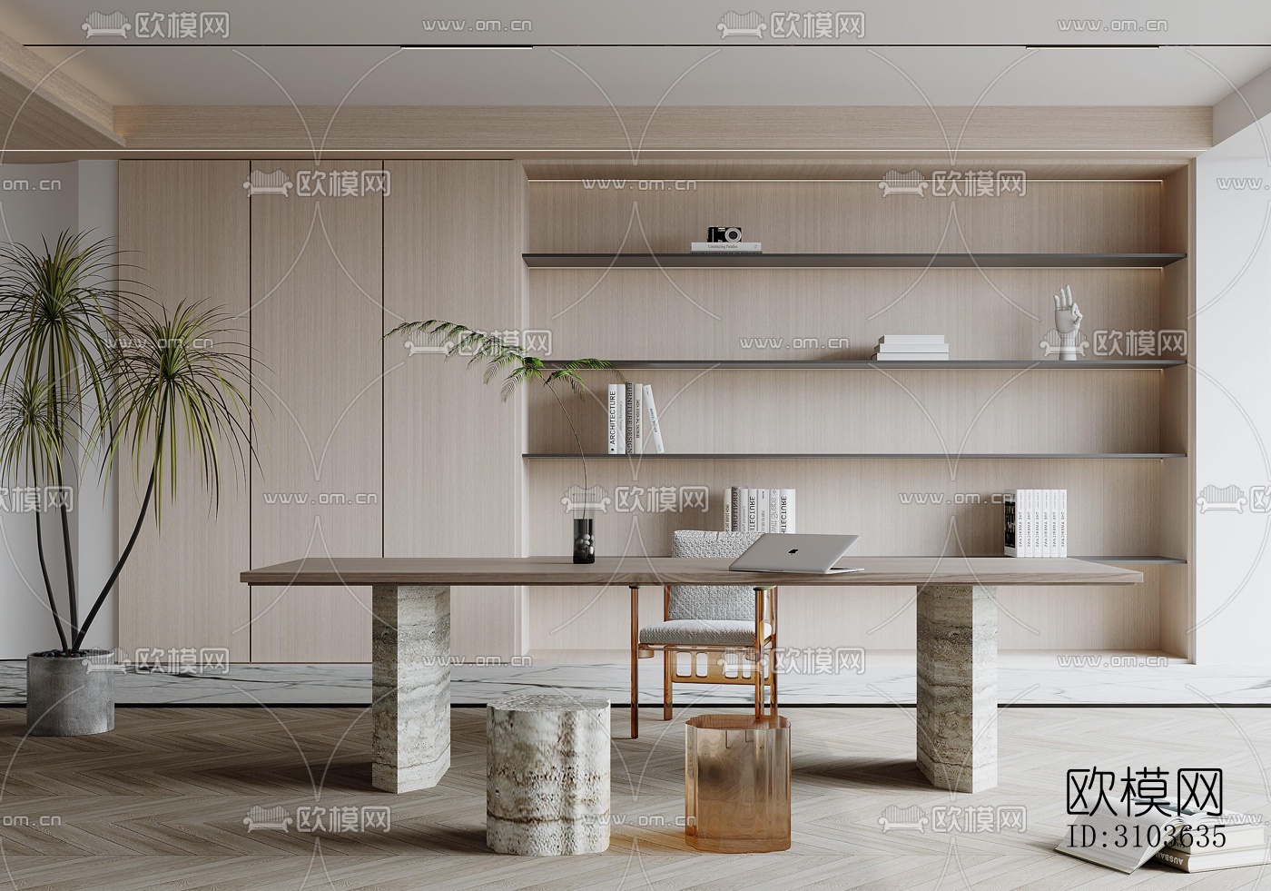 日式书房效果图下载（渲染图1）