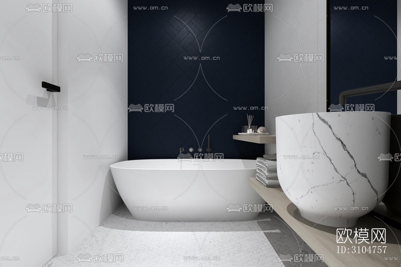 高级灰卫生间效果图下载（渲染图4）